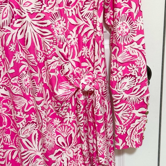 Lilly Pulitzer Bryson Long Sleeve Dress passion fruit pink size XL - Picture 4 of 10